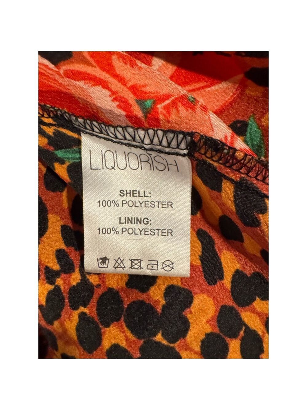 Liquorish Women's Wrap Dress Size 14 Orange Black Floral - Picture 8 of 11